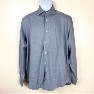 Thomas Dean Men’s plaid shirt blue Buttons size M